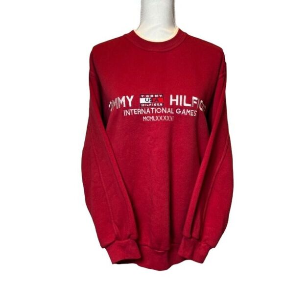Vintage Rare Tommy Hilfiger International Games Sweatshirt Red Unisex - Picture 1 of 10